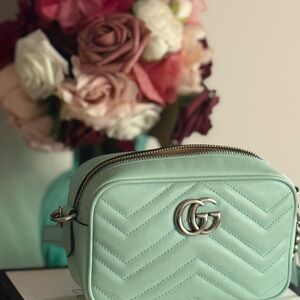 Gucci Mint Green Quilted GG Crossbody Bag